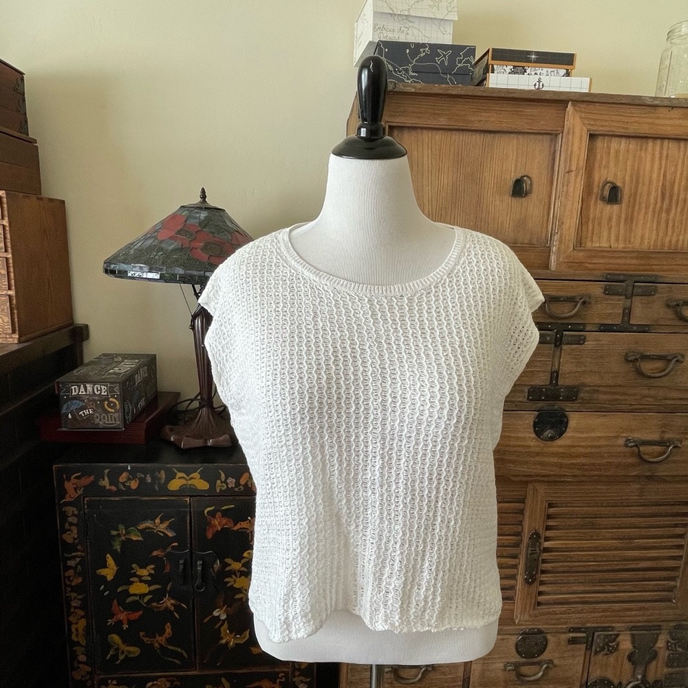 EILEEN FISHER Open-Back Cotton Weave Sweater